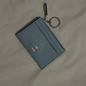 Coach Blue Leather Keychain Wallet